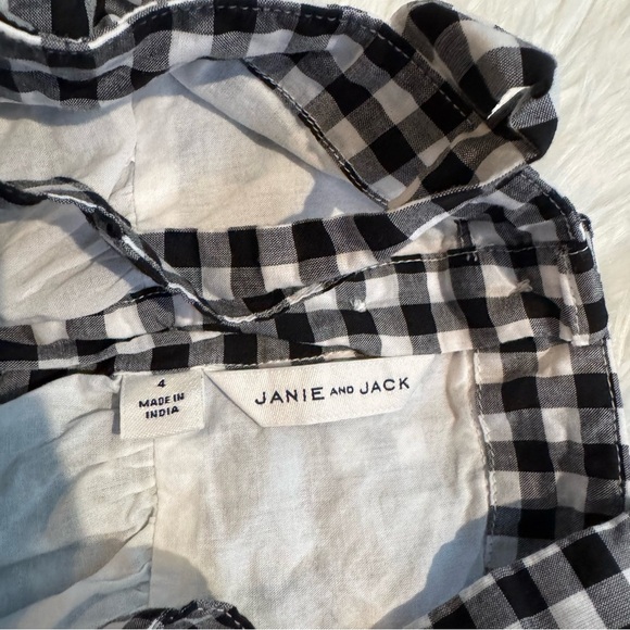 Janie and Jack Girls Gingham Sundress Size 4 Black White Cotton Dress - Picture 4 of 7